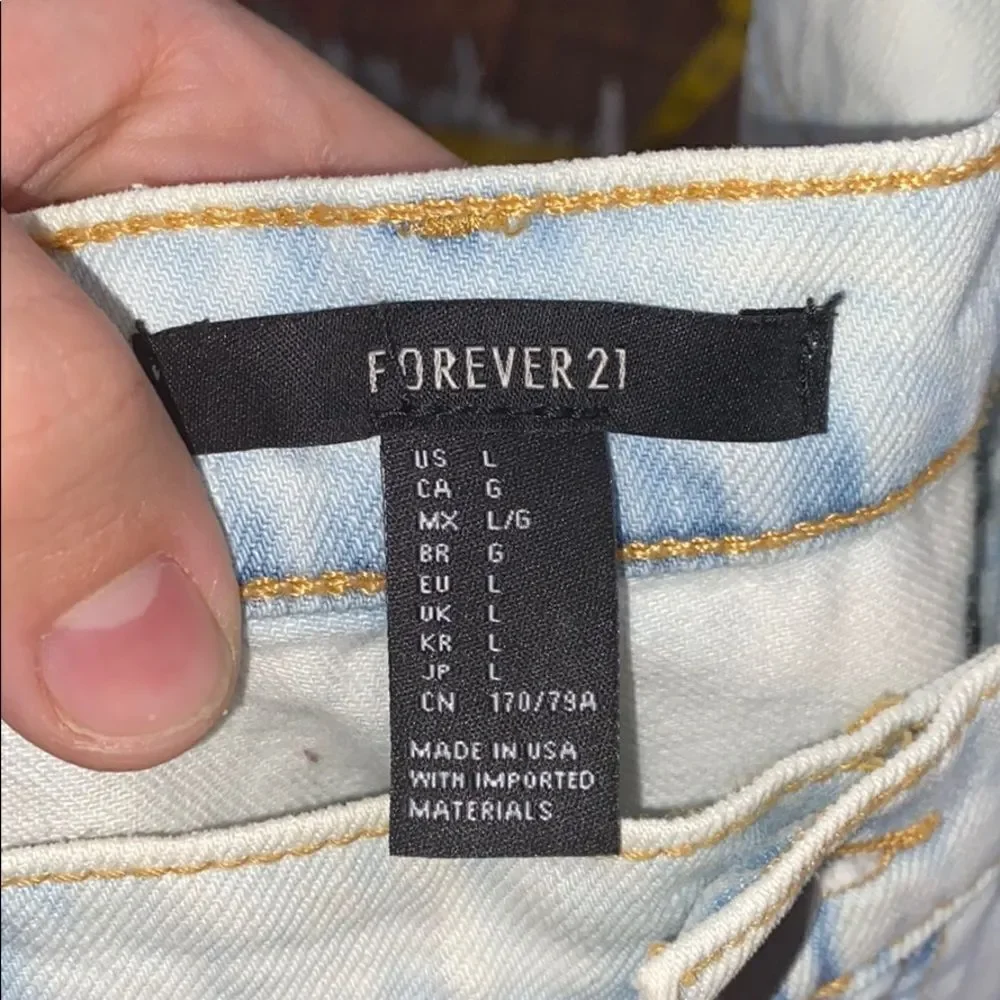 Forever 21 Blue Distressed Factory Ripped Shorts Cutoff Contemporary Casual